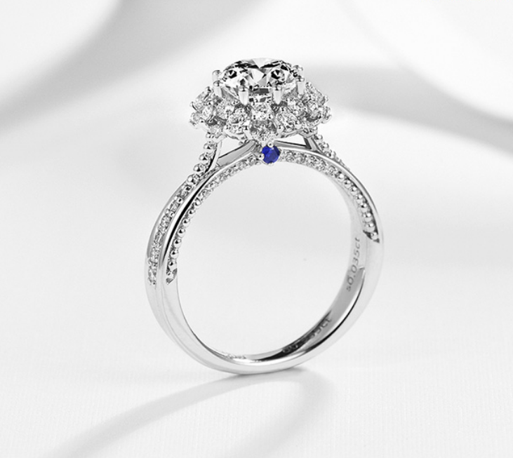 雪之语多爪18k订婚钻石戒托求婚结婚铂金钻戒指